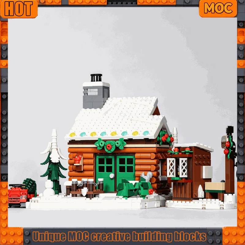 1368Parts MOC Winter Ice Skate Cabin Model Custom Building Blocks Set Snow Log House Skating Scene DIY Assembly Toy Home Decor