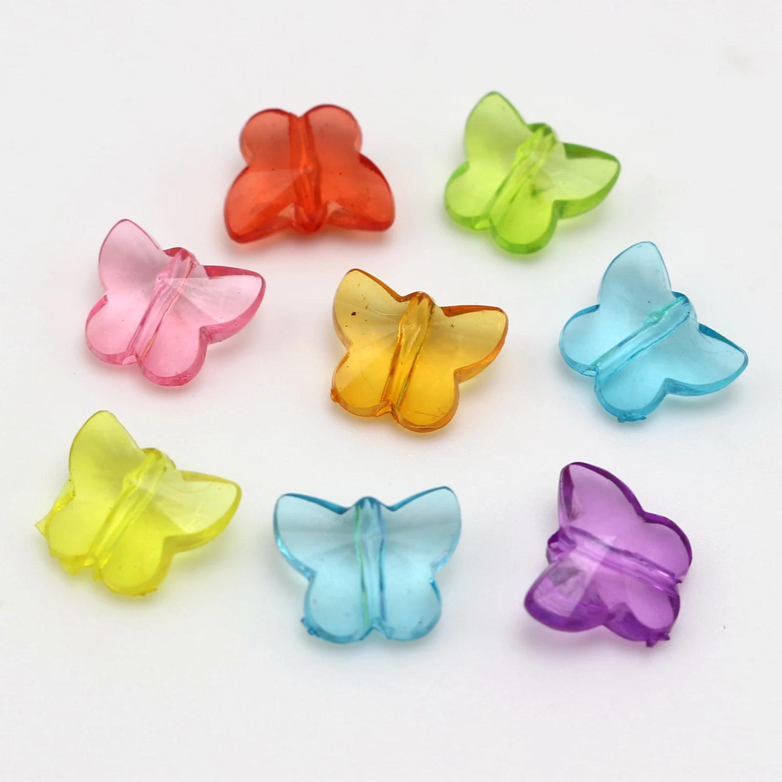 100 Mixed Color Transparent Acrylic Butterfly Charm Beads 14X12mm DIY Earring Bracelet Jewelry