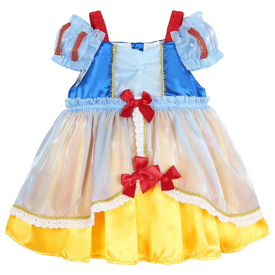 Sneeuwwitte Kostuum Meisje Prinses Cosplay Jurk Strik Fantasie Outfits Kerst Verjaardag Carnaval Halloween Feest Kid Prom Jurk