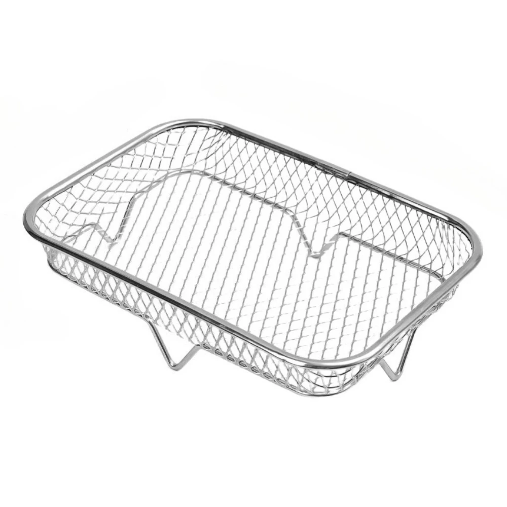 Stainless Steel Grill Basket Air Fryer Rack Stackable Grilling Rack Non Stick Food Tray Multipurpose Drain Basket Kitchen Tools