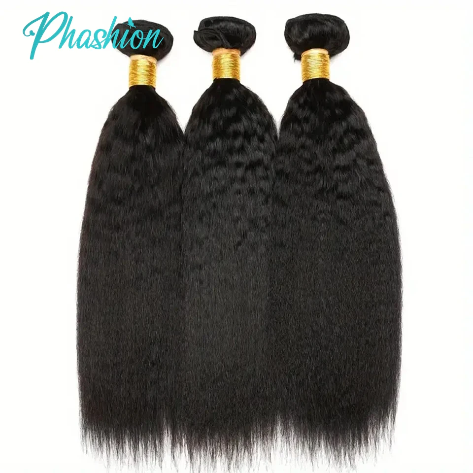 Phashion Kinky Straight Human Hair Bundles 1/3 Pcs/Lot 30 32 Inch 100% Remy Hair Extensions For Black Women Brazilian Weave 10A