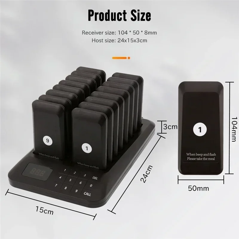 Sistema de chamada sem fio campainha restaurante bar 16 pager receptor 1 teclado transmissor convidado pager comida tribunal clínica fila sistema