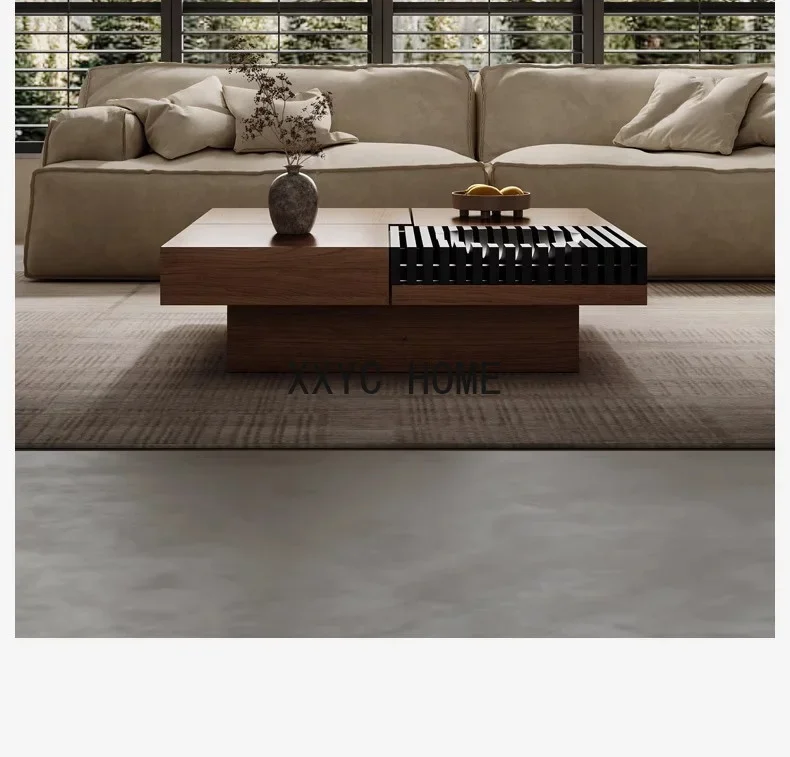 

Итальянский минималистичный североамериканский черный орех, журнальный столик из массива дерева, светильник для хранения в гостиной, роскошная современная маленькая квартира