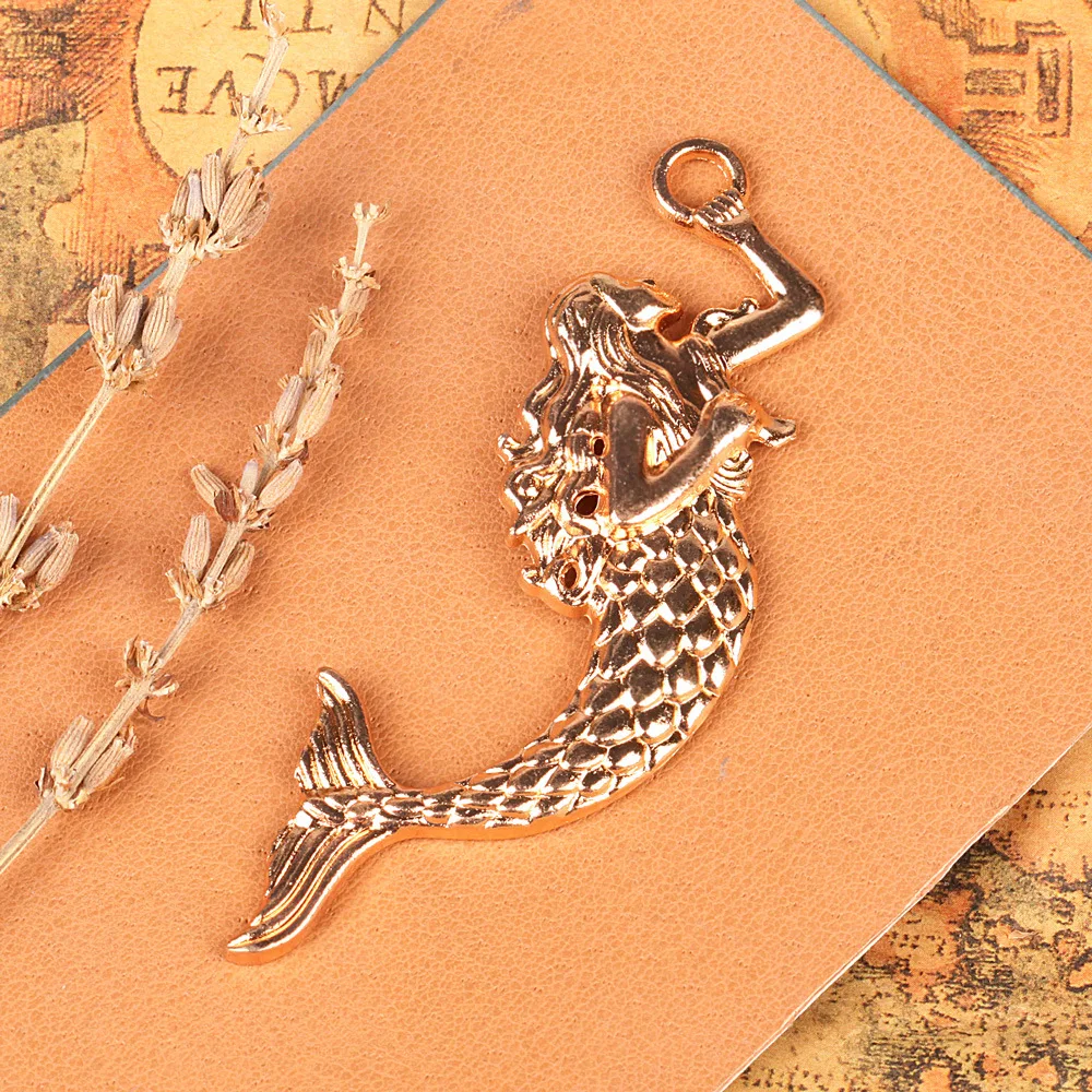 5pcs/lot 76*25mm Alloy Big Beautiful Mermaid Charms Jewelry Handmade Charms Fit Diy Jewelry Making