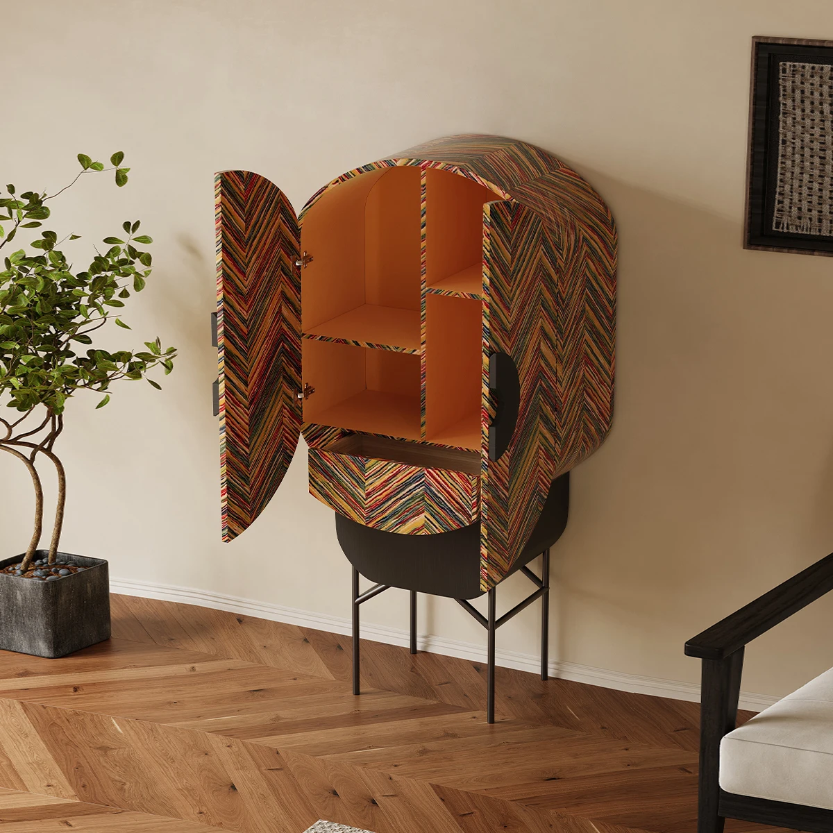 

Living Room Against Wall Tall Chest of Drawers Art Display Cabinet Designer Model Entryway Cabinet