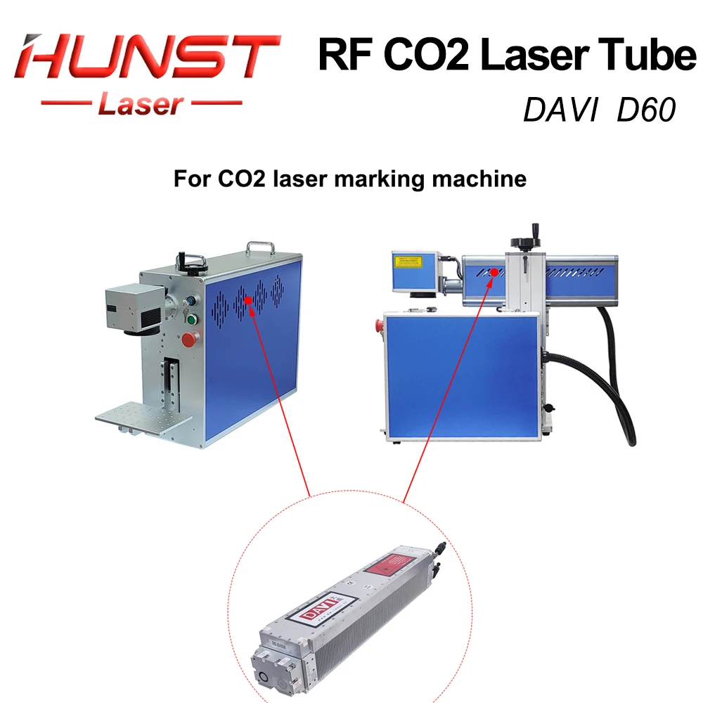 HUNST DAVI CO2 RF Laser Source 60W 80W 10.6um Laser Module Connector RJ45 Type for Co2 Laser Marking Machine Cutting Machine