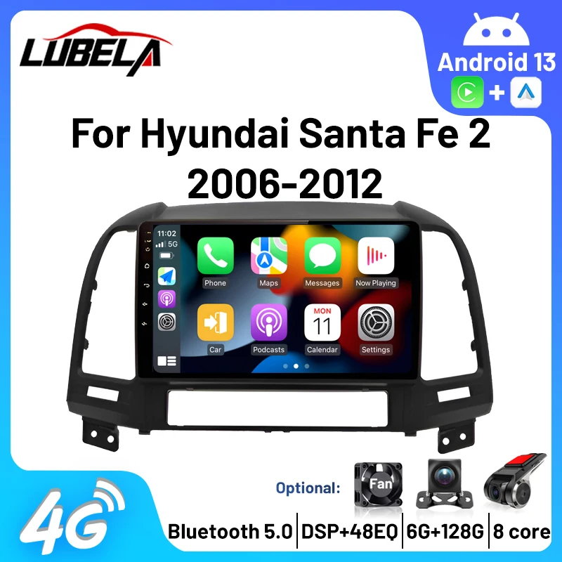 

8 Core Radios Car Radio Multimidia Video Player Navigation GPS For Hyundai Santa Fe 2 2006-2012 2din Head Unit Carplay 4G WIFI