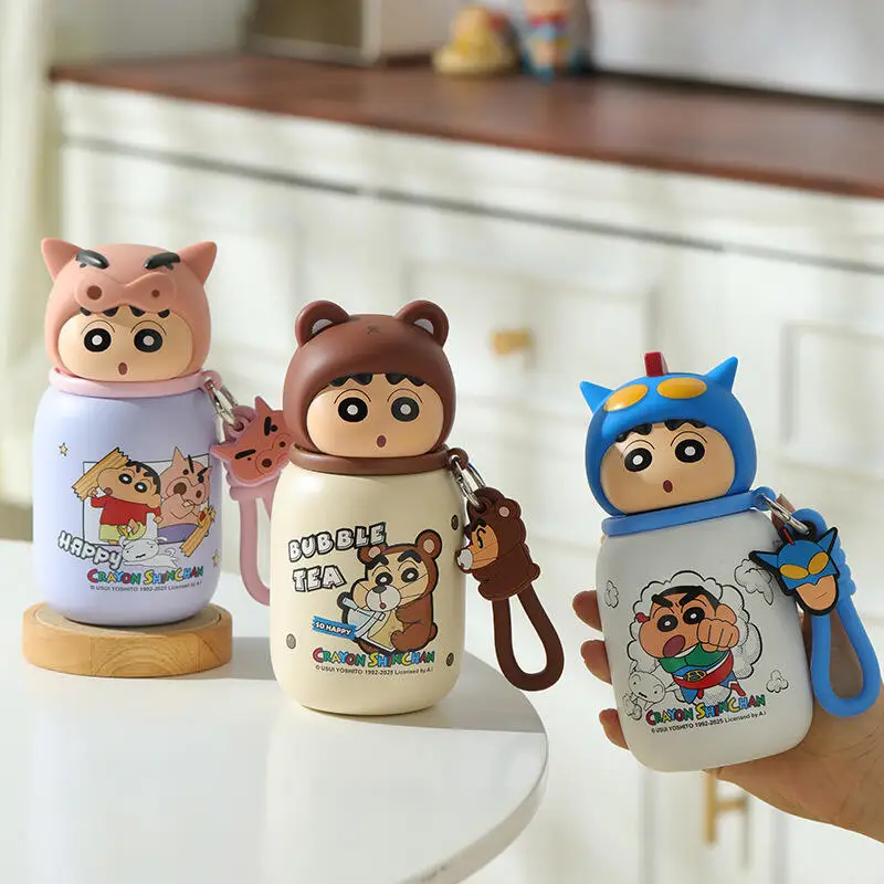 Bouteille d'eau isotherme portable en acier inoxydable Crayon Shin Chan, nouveau style, très tendance, mignonne et de grande valeur, pour femmes