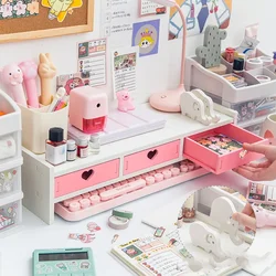 Office Supplies  Desktop Computer Monitor Height Rack Office Girl Heart Organizer Bedroom Desk Rack Stationery Storage Supplies