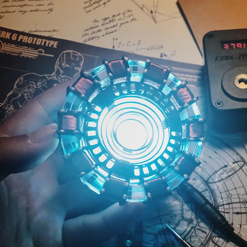 MK1 Arc Reactor 1:1 Scale DIY Model with Blue-White LED Glow, Movie Classic Display Lamp for Desk & Collection