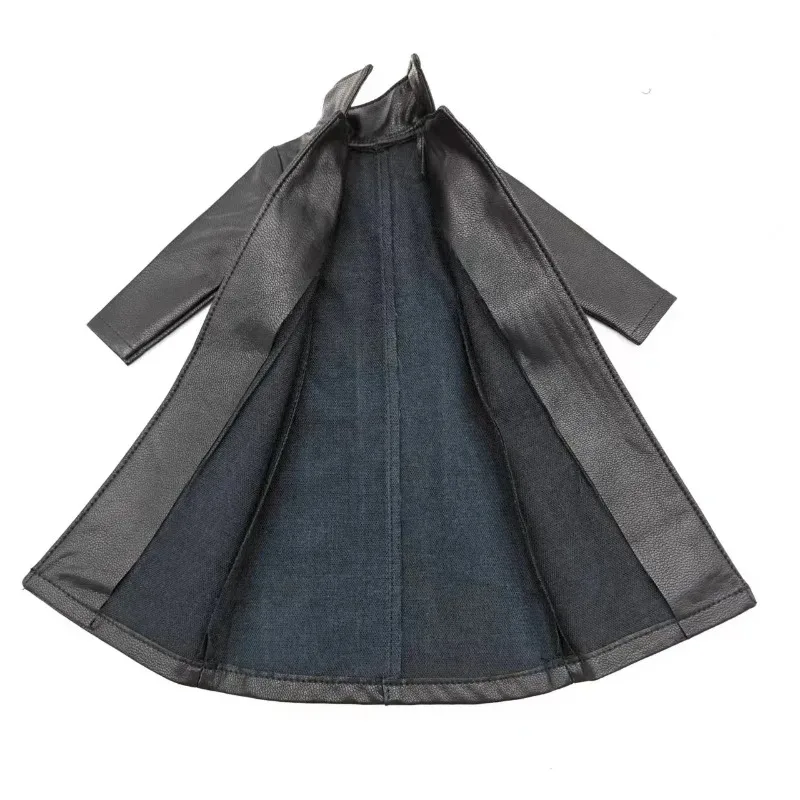 สีดํา 1/6 Scale ชาย Pu หนังยาวบาง Windbreaker นุ่มรุ่น Fit สําหรับ 12in แคบ Action Figure ตุ๊กตา Mini