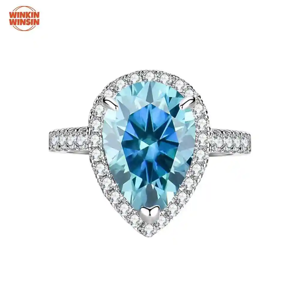 

Winkin Winsin S925 Sterling Silver Jewelry Teardrop and Pear Shaped Moissanite
