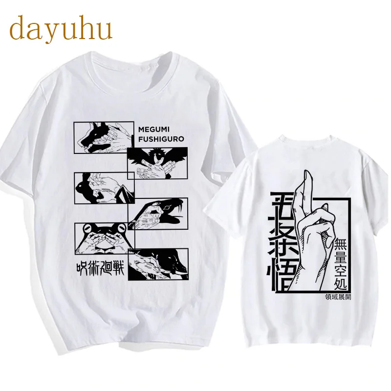 EU Size Japanese Anime Funny T Shirt Jujutsu Kaisen Shirt Gojo Satoru Yuji Itadori T-shirt Gothic Tops Tees Mange Tshirt Y2k