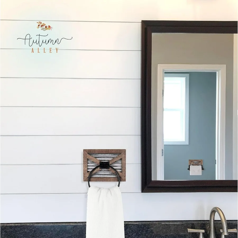 Porta carta igienica per fattoria, porta asciugamani per bagno, set porta asciugamani per fattoria, 3 pezzi, supporto da parete per bagno in fattoria