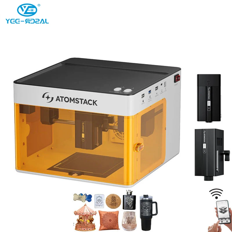 

Портативный лазерный гравер AtomStack P1, 5 Вт, диодный, 1.2 Вт, инфракрасный, двойной лазер, миниатюрный настольный гравер для металла и пластика