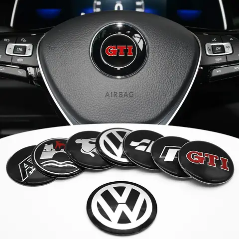 45mm 50mm Car Steering Wheel Badge Emblem Stickers Auto Decal Accessories For Volkswagen VW GTI Scirocco Polo Golf Passat Tiguan