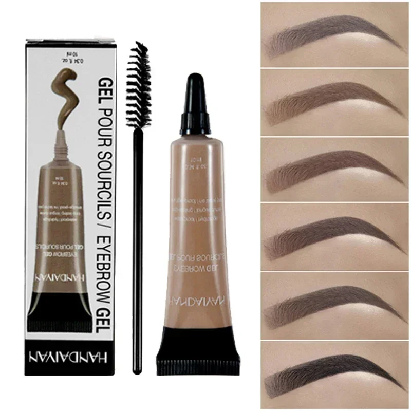 Tinte de cejas Natural de larga duración para mujer, tinte de tatuaje, Gel líquido para cejas, crema cosmética, maquillaje negro y marrón, 6 colores