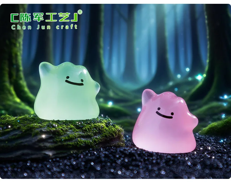 6 Stück/Set Anime Pocket Monsters Mehrfarbige Mini-Figuren, die im Dunkeln leuchten, Ditto, niedliche Modell-Dekorationspuppe, Halloween-Überraschungsgeschenk – Detail 8