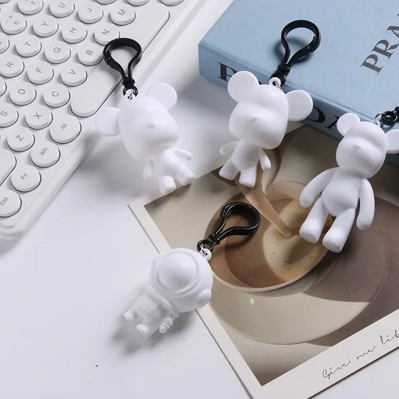 24Pcs Astronaut 100% Bear Handmade Set Fluid  Bear White Blank Mold Vinly Toys for Kid DIY Painted Medicom Toys Sculptures Gifts