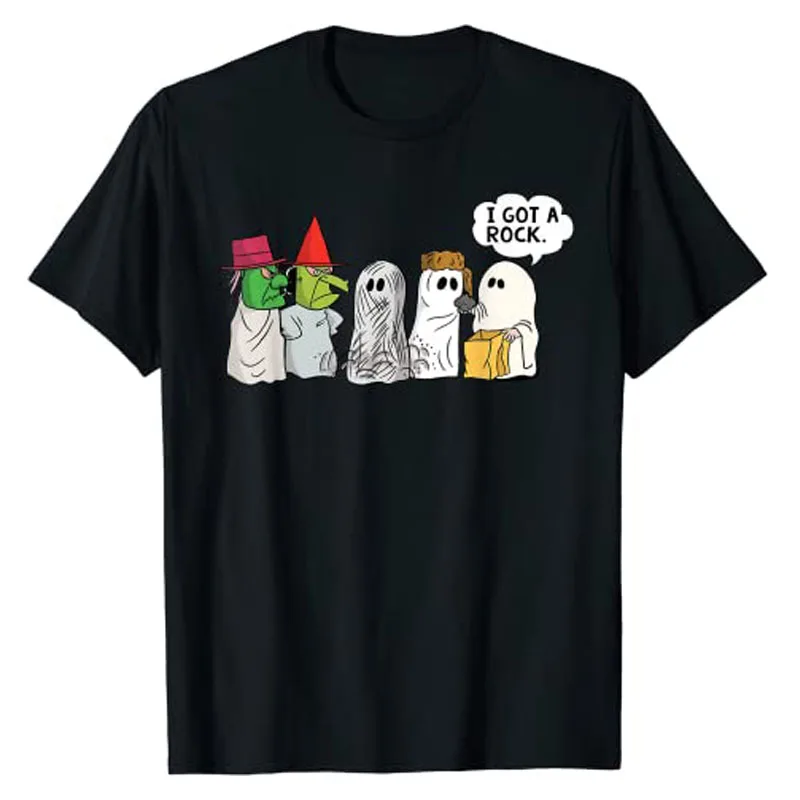 Funny Trick or Treat Halloween Ghost Costume I Got A Rock T-Shirt Gift Ghostic Style Graphic Tee Tops Cute Streetwear Clothes