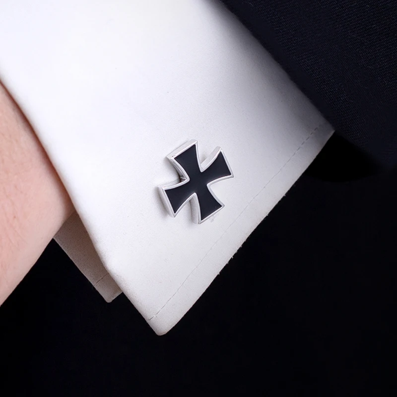 KFLK Shirt Cufflink for Mens Brand  Iron Cross Cuff links Wholesale Fashion Buttons Black Gift High Quality