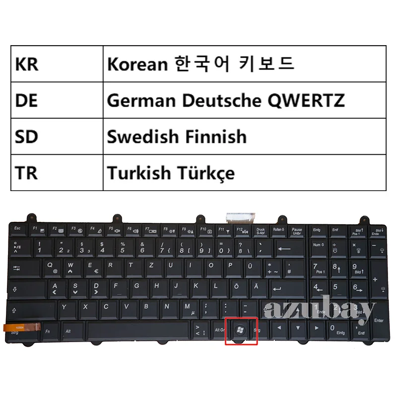 Keyboard For Clevo HD7970 NP8250 NP8255 NP8258 NP8265 NP8268 NP8270 NP8275 Win Key Right Swedish Finnish German QWERTZ Korean TR