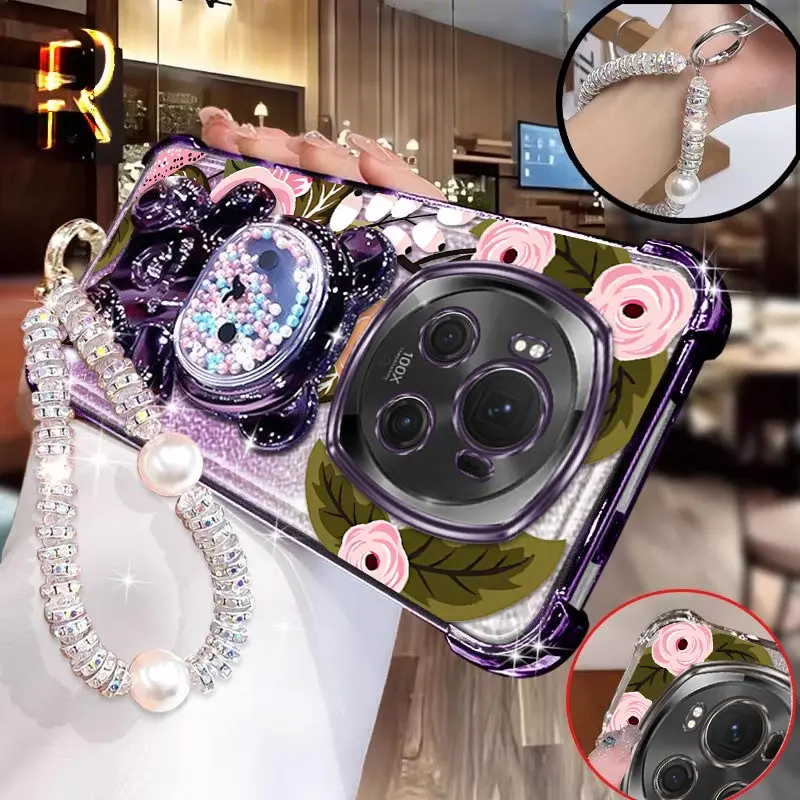 

Чехол-держатель для браслета Magic 6Pro с яркими розовыми цветами для Honor Magic 300Pro X9B X8 X6A 7Pro 200 X8A 50SE X9A 300 90 Cover