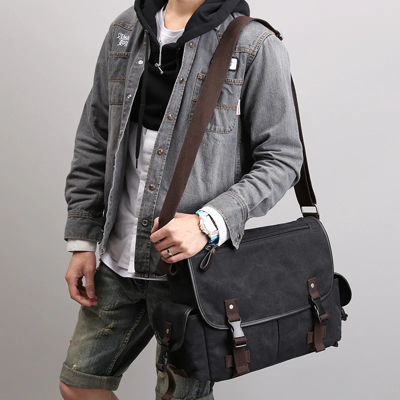 Men Canvas Shoulder Bag Male Crossbody Bag For Men‘s Sling Bag Business Handbag Messenger Bag