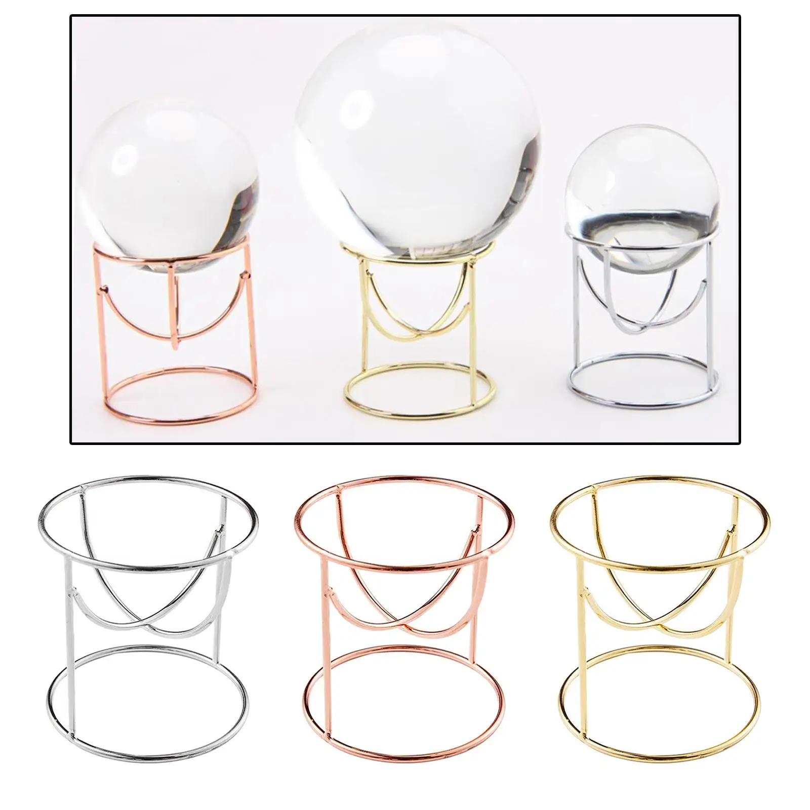 Metal Display Stand Base Crystal Ball Glass Globe Quartz Marbles Sphere Eggs