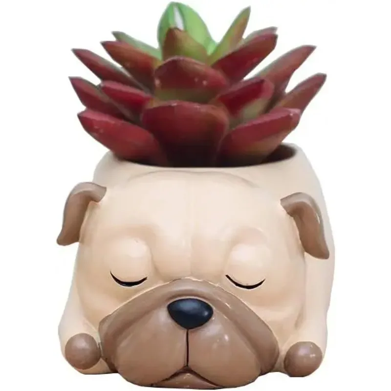 

Home Decor Pot, Animal Succulent Planter Flowerpot for Home Office Desk Decoration (Sleep Pug)