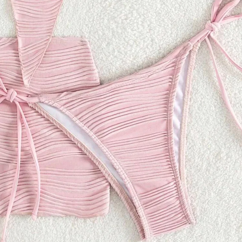 Nuovo costume da bagno femminile bikini sexy costume da bagno a tre pezzi a vita alta