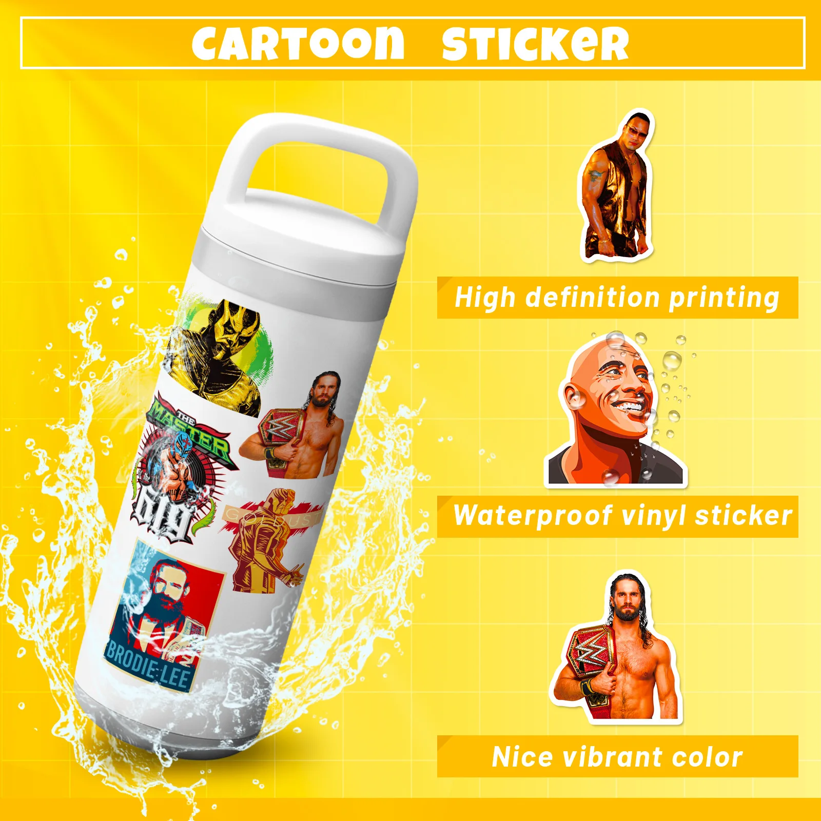 100pcs WWE Wrestling American Professional Athlete Character Stickers