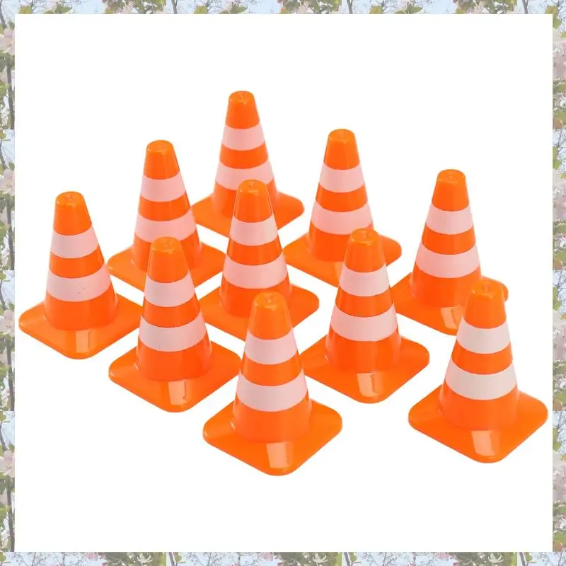 Kegle drogowe T84C-Mini 10 szt. Miniaturowe kiełki drogowe Kiełki budowlane Zestaw kiełków drogowych dla dzieci Zestaw znaków drogowych