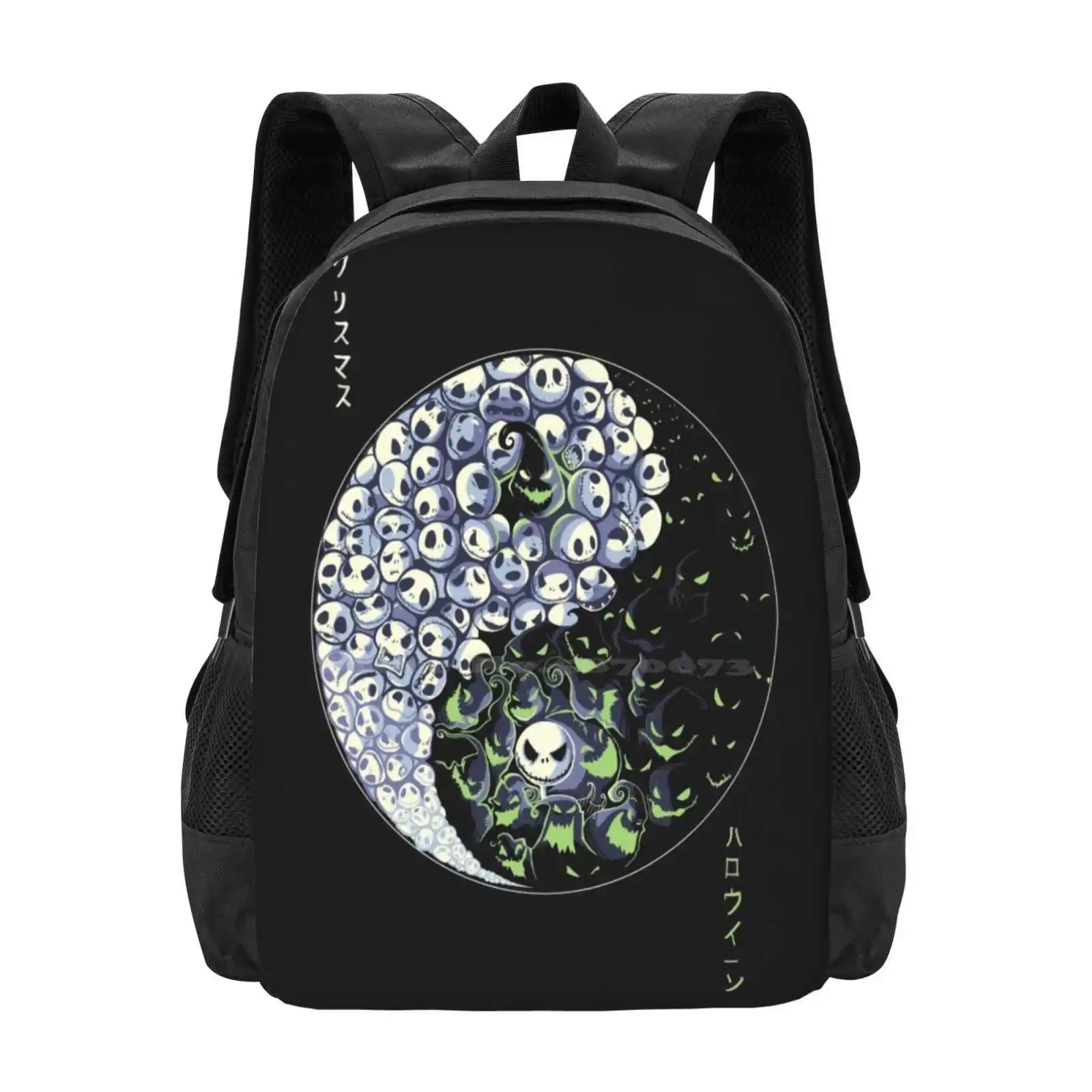 Dancing Nightmares Teen College Student Backpack Pattern Design Bags Halloweentee Pumpkins Halloween T Halloweenshirt Mr Boogie