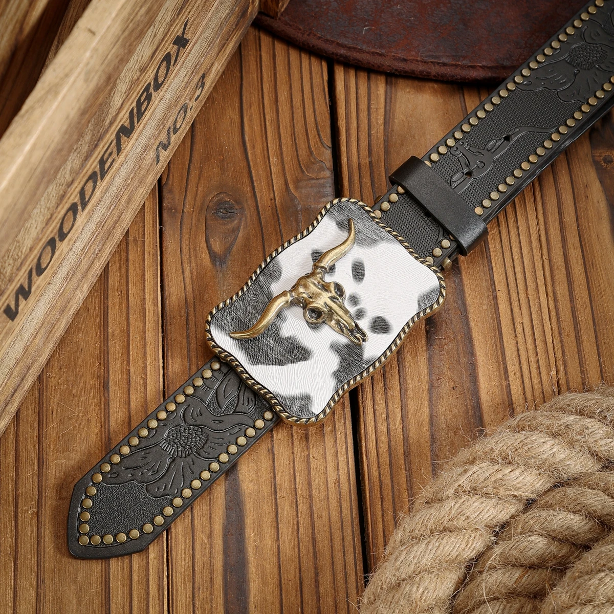 حزام PU على الطراز الغربي مع إبزيم مناسب لكل من الرجال والنساء، كاجوال ورجعي، مثالي للنزهات اليومية #5