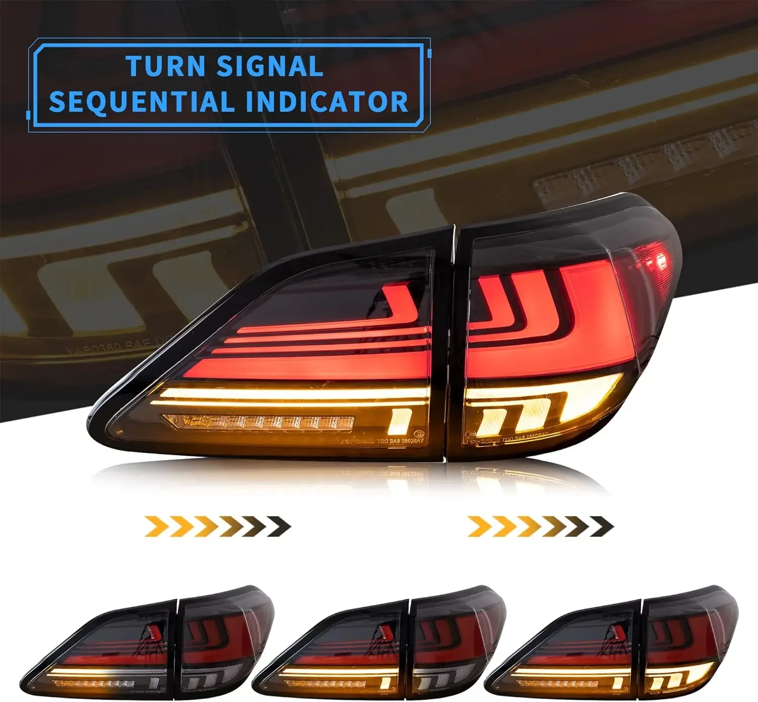 Led Tail lights Compatible with Lexus RX 2010-2015 w/Sequential w/Dynamic Animation& Breathing Lighting, Clear Lens Passen