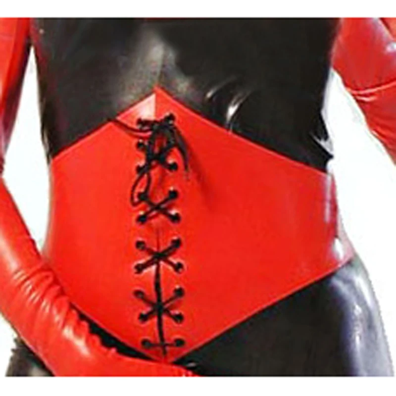 Red Sexy Under Breast Latex Corsets With Lacing At Front Rubber Bustiers Top Clothing 1.0MM CY-0048