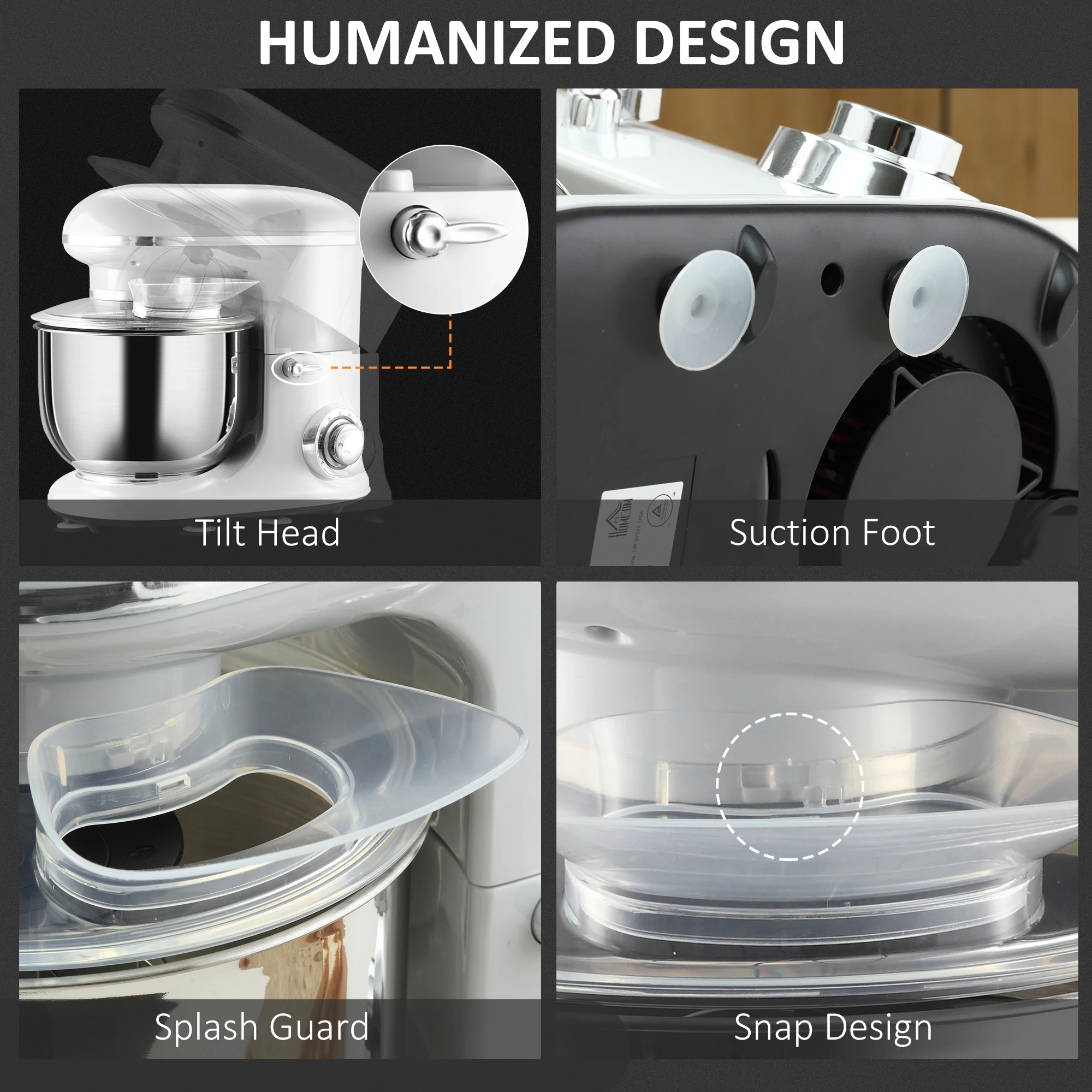 Vertical mixer 6 + 1p speed 6 Qt stainless steel mixing bowl mixer dough hook for kitchen use certified 1500W mixer included