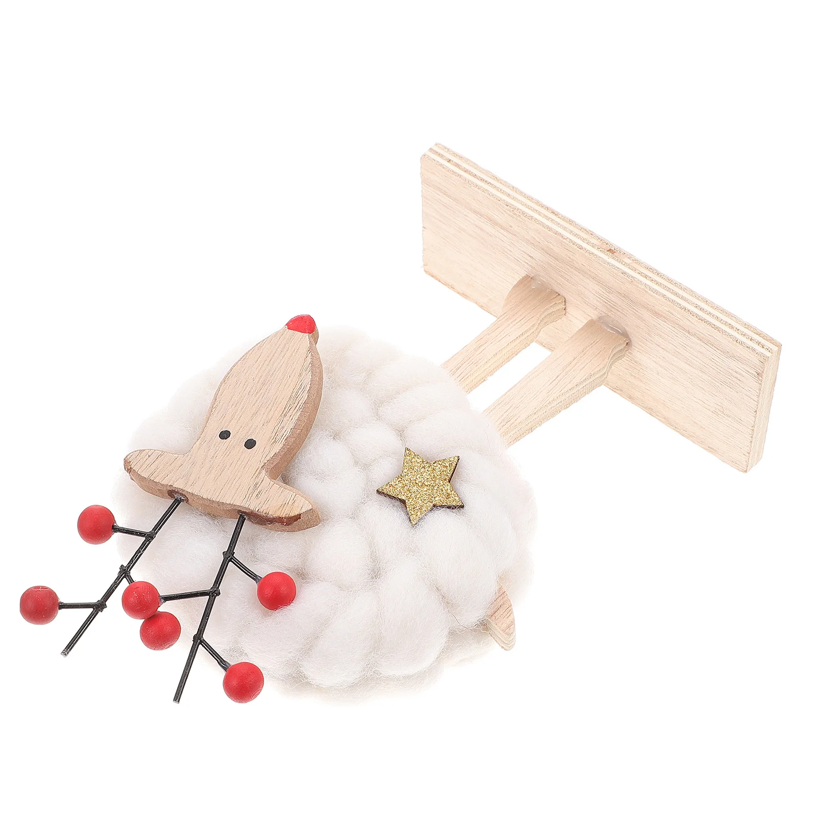 

1pc Wool Felt Ornament Christmas Desktop Decor Wooden Craft For Home Office Mall Festival Xmas Adornment Scene Layout Decor