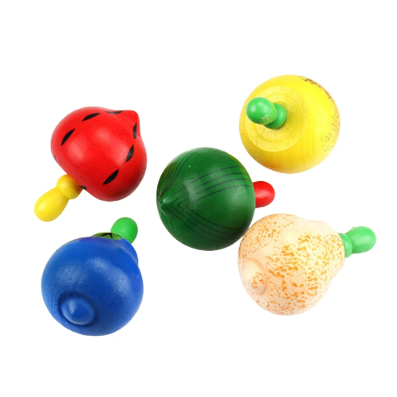 Cute Wooden Colorful Spinning Top Fruits Gyro Interesting Novelty Toys Children Kid Educational Montessori Classic Toy