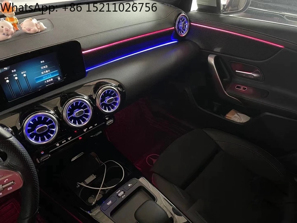 ICarsin 64 Farben W177 Umgebungsbeleuchtung Upgrade für Mercedes Benz A-Klasse A200 A180 Innenatmosphäre LED-Licht