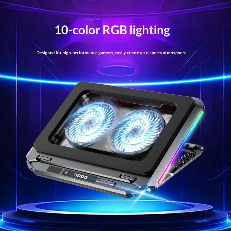 U--JIE Dual-Turbo Wind-Pressure Laptop Cooler Base Silent Fan