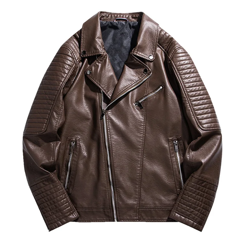 Autumn and Winter New Leather Coat Coat Men's Korean-Style Slim-Fit Trendy Handsome Lapel Short Leather Jacket