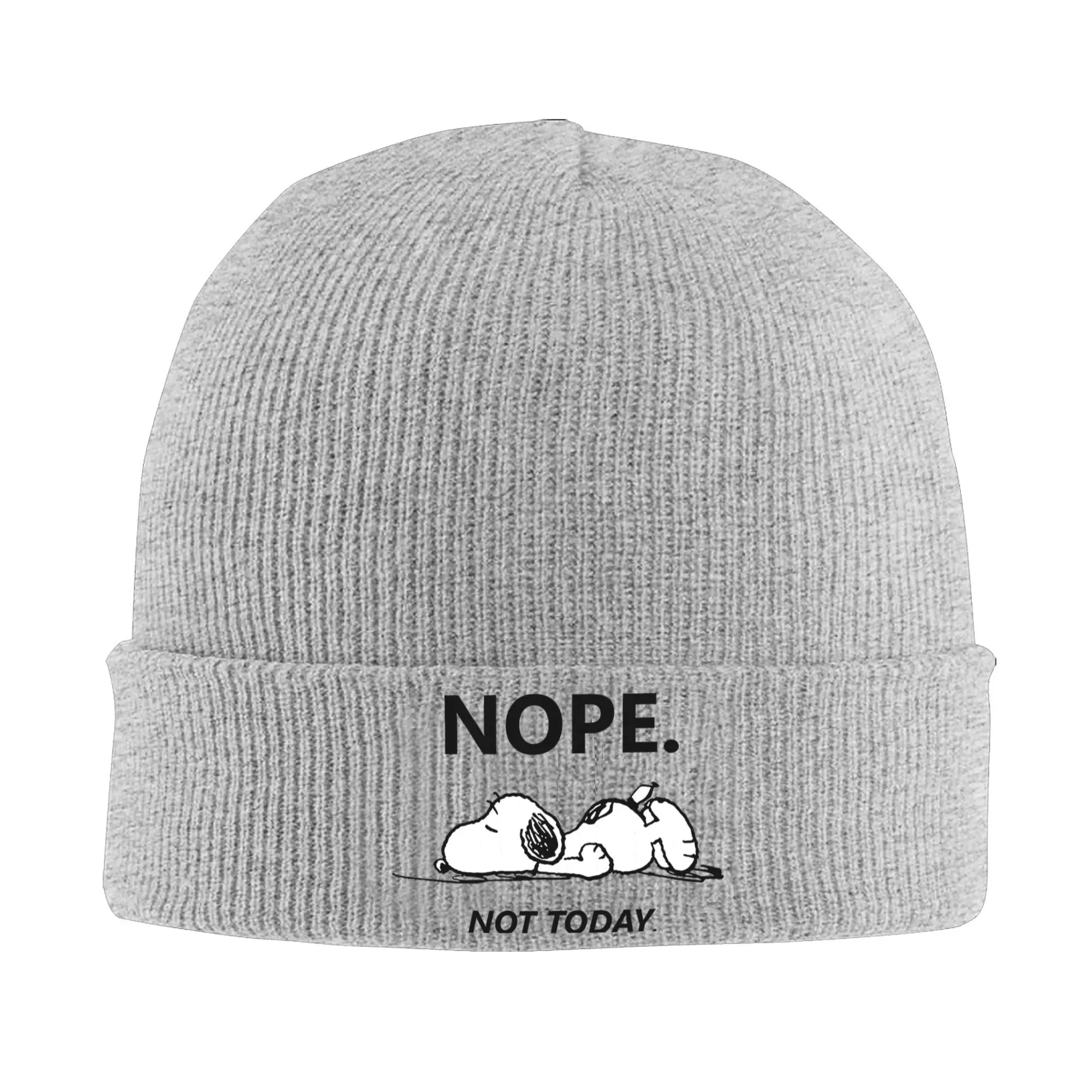 Custom Snoopys Nope Not Today Bonnet Hats  Hip Hop Knit Hat For Men Women Winter Warm  Skullies Beanies Caps
