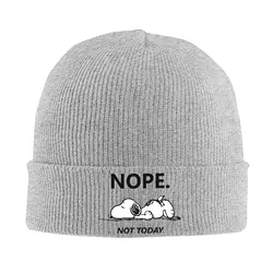 Custom Snoopys Nope Not Today Bonnet Hats  Hip Hop Knit Hat For Men Women Winter Warm  Skullies Beanies Caps