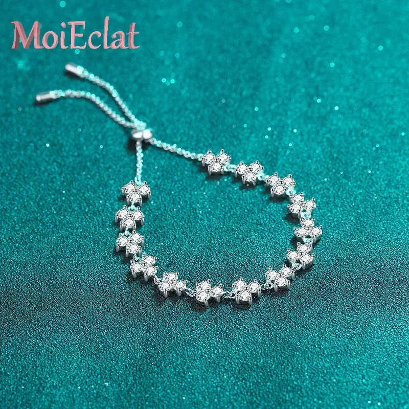 

Браслет MoiEclat Store Platinum PT950 с подвеской в виде узла удачи, 4,2 карата, из муассанита, регулируемый, изысканные женские свадебные украшения