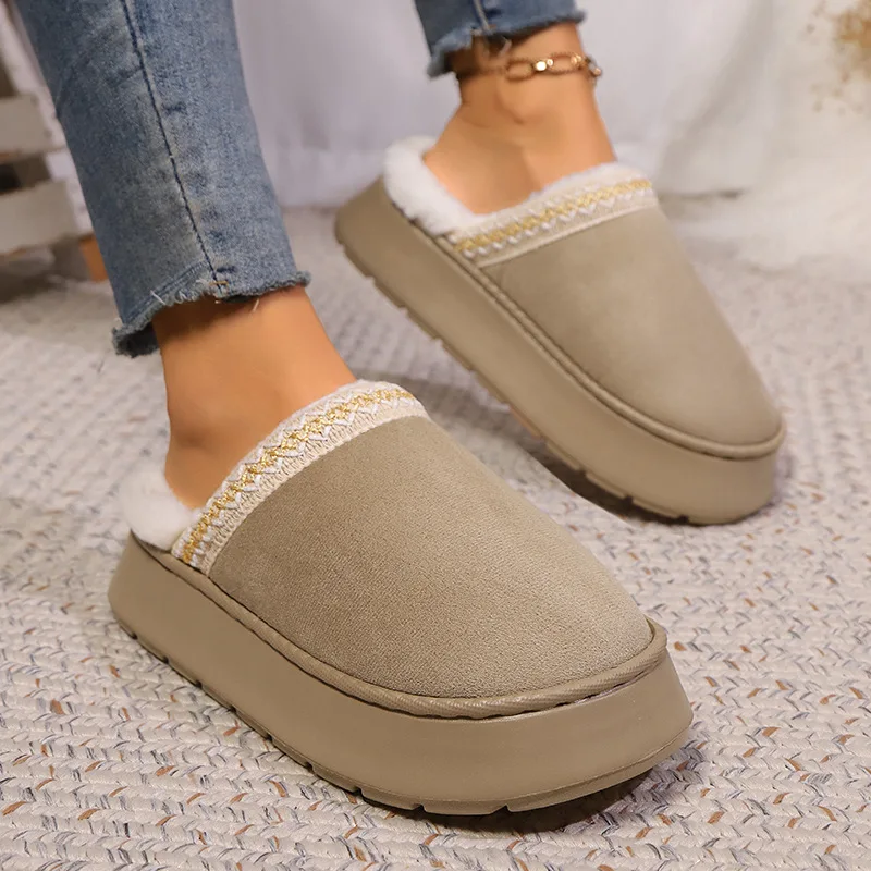 

Домашние тапочки, женские зимние теплые плюшевые домашние тапочки с нечетким мехом, женская термодомашняя обувь, мужские меховые шлепанцы на плоской платформе, пушистая