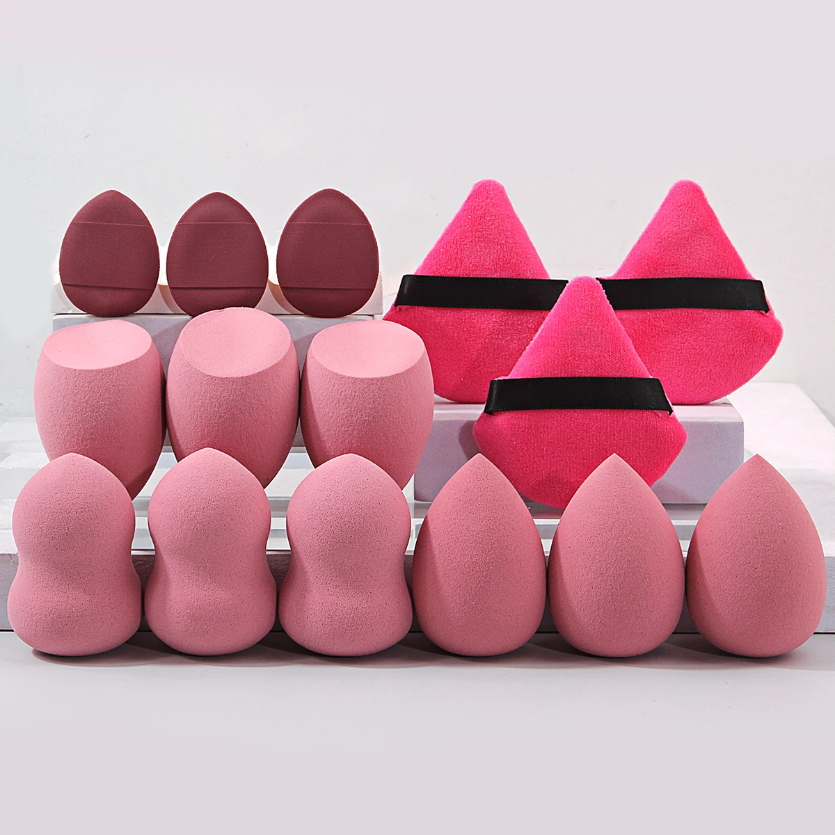 15PCS multifunctionele draagbare spons poederdons set schoonheid ei zachte driehoek poederdons mini duim poederdons make-up tools