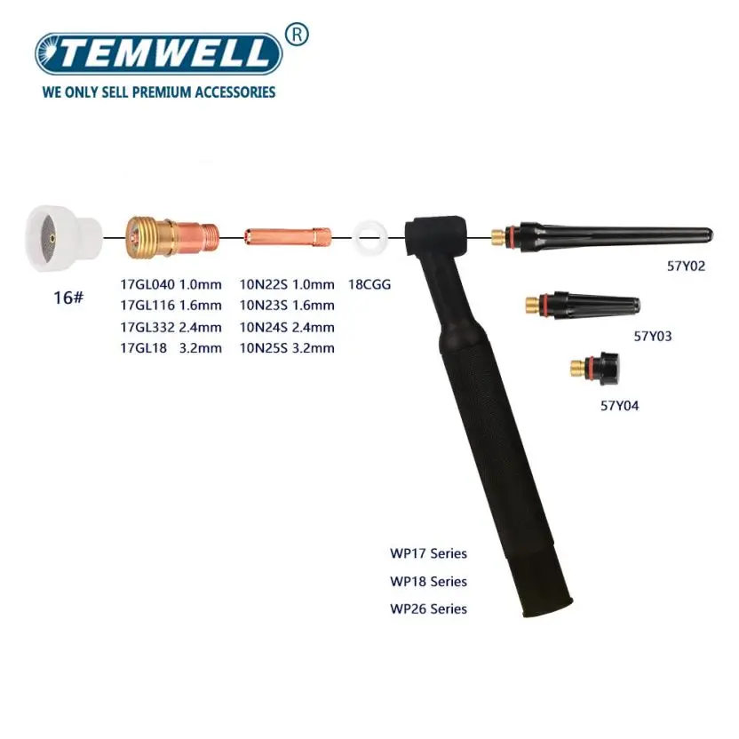 Imagem -05 - Tig Soldagem Bocal de Cerâmica Branca Kit de Copa de Alumina Tochas Conjuntos de Lentes de Gás Corporal Wp17 Wp18 Wp20 Wp26 Pinças Stubby 16 11 Pcs