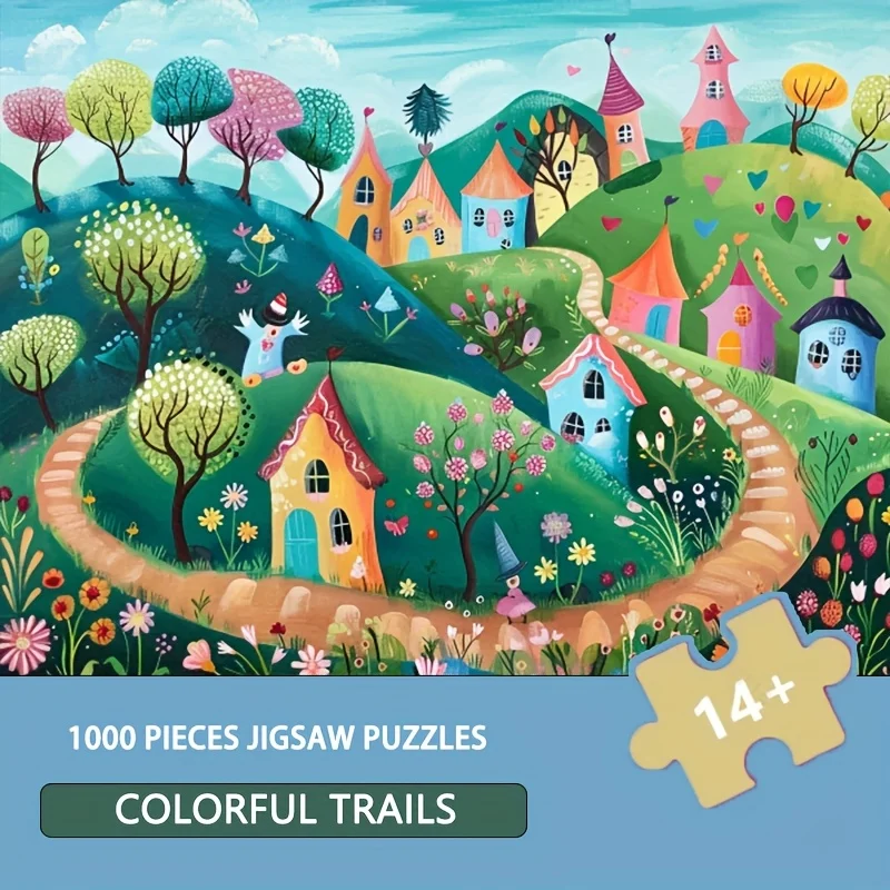 

70 см * 50 см 1000 шт. красочные тропы головоломки высокая сложность прямоугольная картонная головоломка для офиса и дома Настенный декор